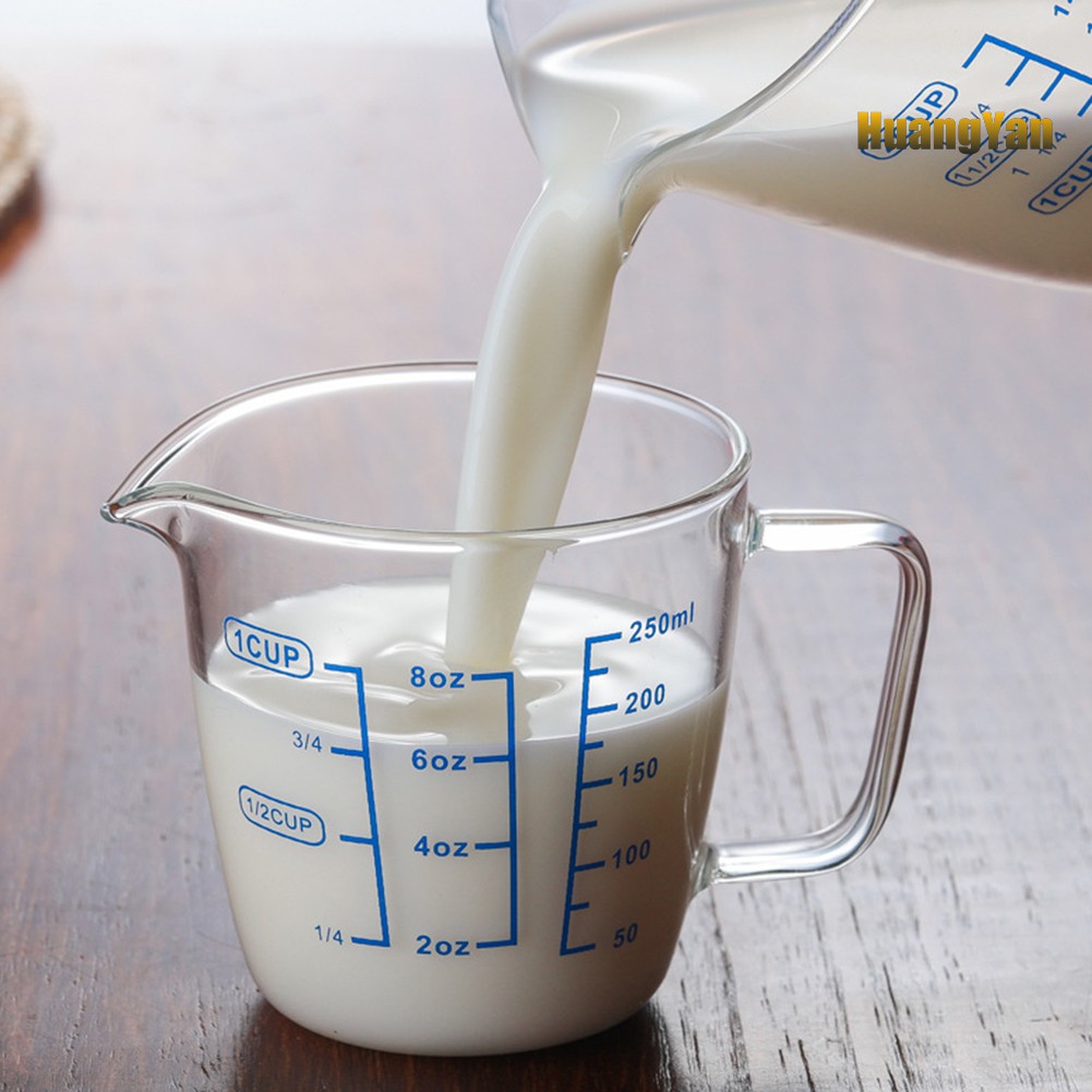 Cốc Đong Sữa Bằng Thủy Tinh Chịu Nhiệt 250ml / 500ml Dùng Được Trong Lò Vi Sóng