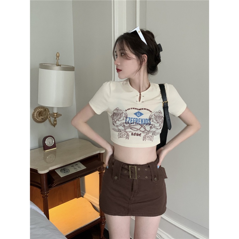 LALISA Áo Thun Tay Ngắn Dáng Ôm Dễ Phối Đồ Phong Cách Hàn Quốc Cho Nữ