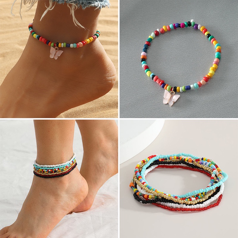 Set 1/ 7 lắc chân RINHOO FRIENDSHIP nhiều màu sắc thời trang xinh xắn cho nữ