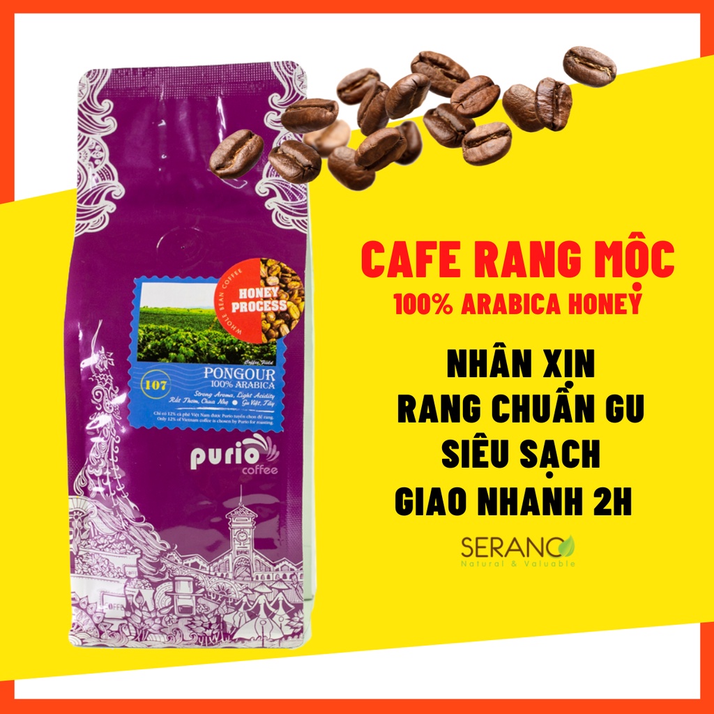 Cà phê rang xay mộc Purio Honey Process 250g, 100% ca phe hạt nguyên chất sạch, cafe pha phin, pha máy, cold brew coffee