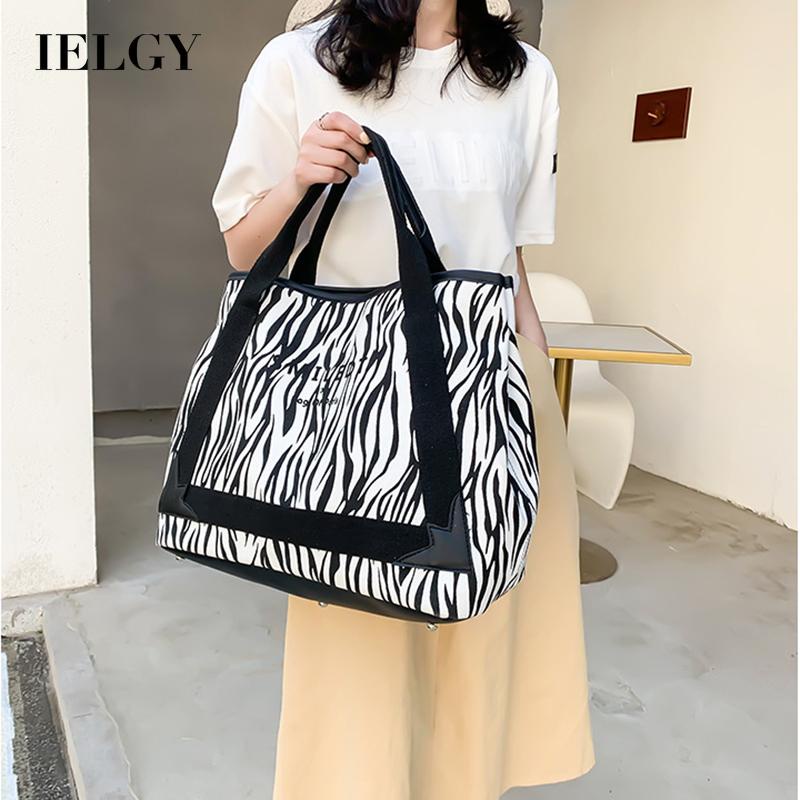 Túi đeo chéo IELGY canvas sức chứa lớn họa tiết sọc ngựa vằn thời trang dành cho nữ