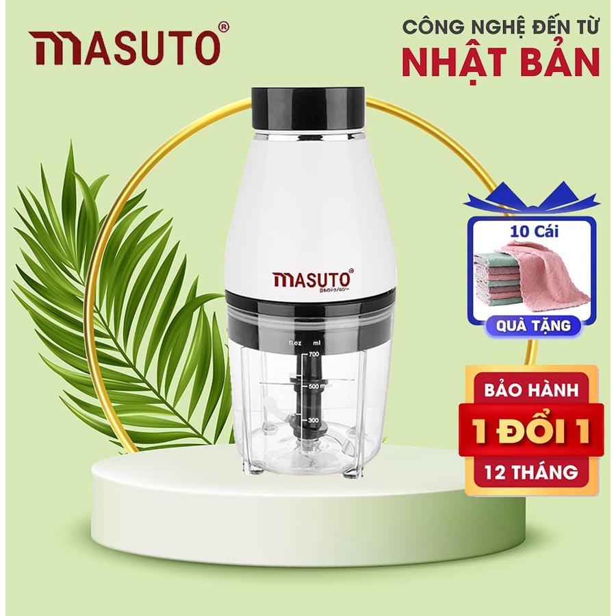 Máy xay sinh tố gia đình đa năng Masuto xay thịt tôm cá ăn dặm siêu nhuyễn mịn chỉ 10s cối 0,6L