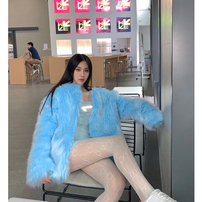 [Giao Ngay] Áo Khoác Lông Cáo Giả Màu Trắng Dáng Ôm Dài Vừa Phải Thời Trang Thu Đông Phổ Biến Cho Nữ