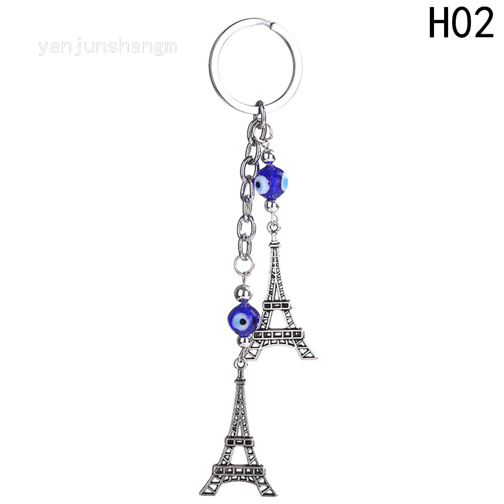 Móc Chìa Khóa Hình Tháp Eiffel / Rùa / Bướm / Mắt Xanh Dương Độc Đáo