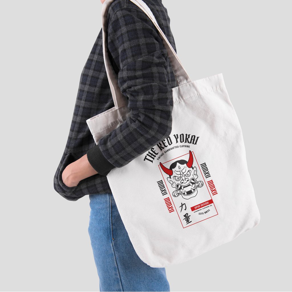 Túi vải tote bag của Chodole chất liệu túi canvas vải bố đẹp in hình độc đáo Japanese Art - Demon scroll