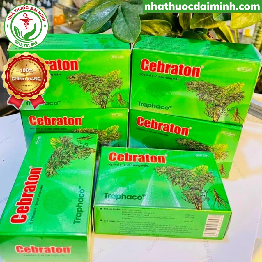Hoạt Huyết Dưỡng Não Cebraton Traphaco Hộp 50 Viên - Tăng Cường Tuần Hoàn Máu Não, Giảm Đau Đầu, Hoa Mắt, Chóng Mặt