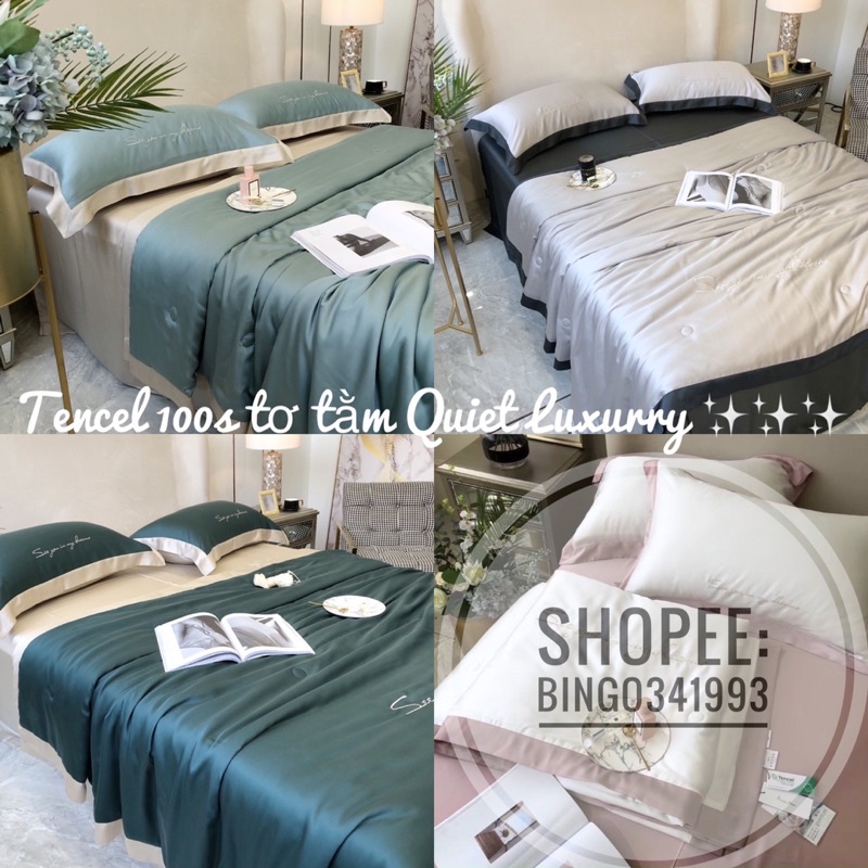 Bộ Tencel chăn trần tơ tẳm Quiet Luxury 100s 🌿