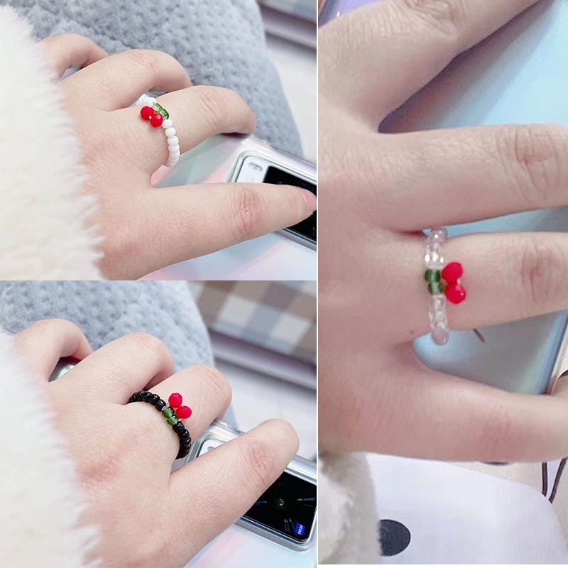 Vòng cổ/Vòng Tay/Nhẫn Đính Hạt Pha Lê Trái Cherry Dễ Thương Phong Cách Hàn Quốc