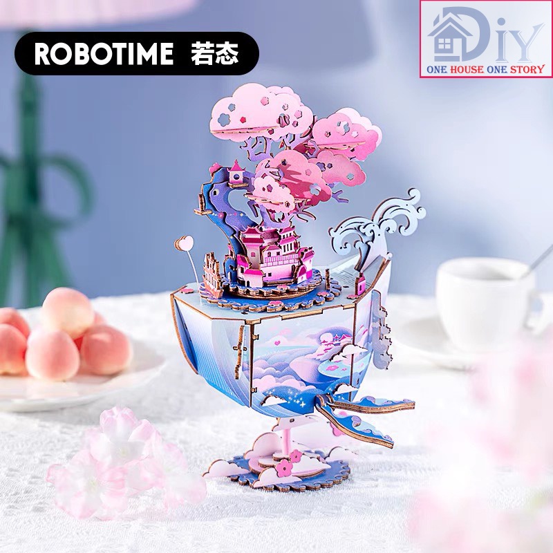Hộp âm nhạc Music Box tự lắp ráp bằng gỗ 3D DIY(KÈM NHẠC) ROBOTIME- Quà tặng sinh nhật giáng sinh