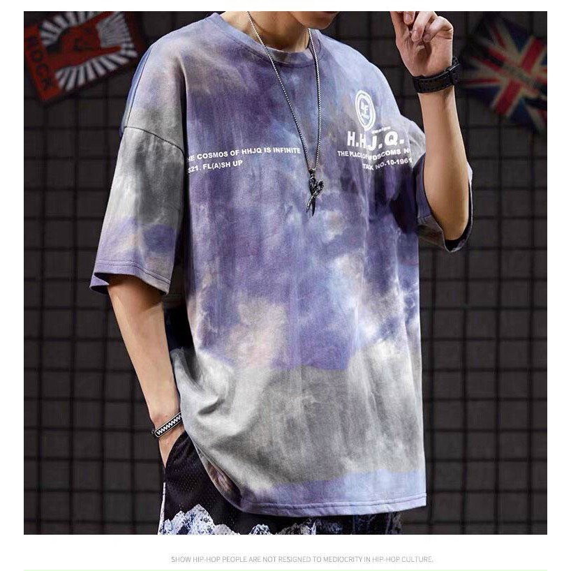 Áo thun nam nữ unisex loang màu HHJQ tay lở form rộng | BigBuy360 - bigbuy360.vn