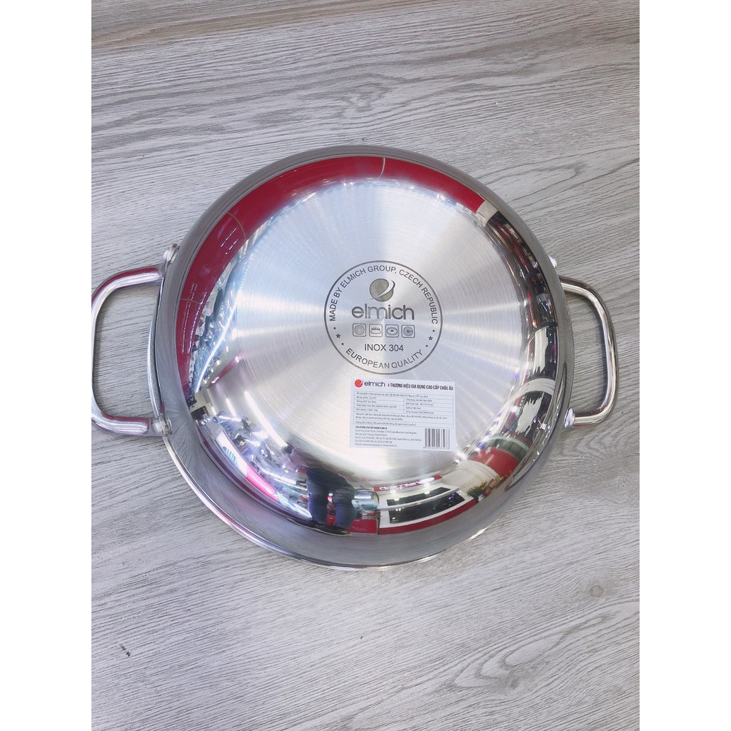 Chảo xào inox cao cấp 3 lớp đáy liền Elmich Trimax EL-3797 size 28cm