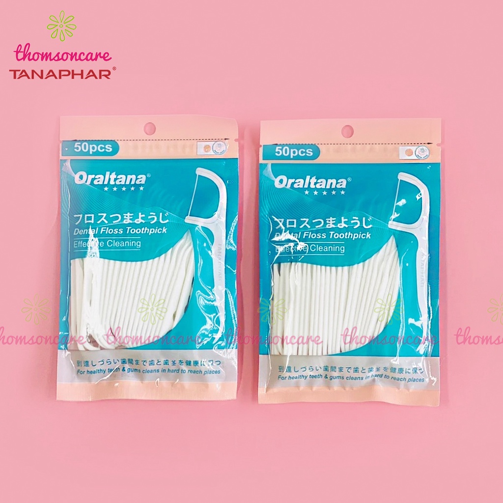 Tăm chỉ kẽ răng Oraltana - Gói 50c Tăm chỉ nha khoa - Vệ sinh miệng Chính hãng