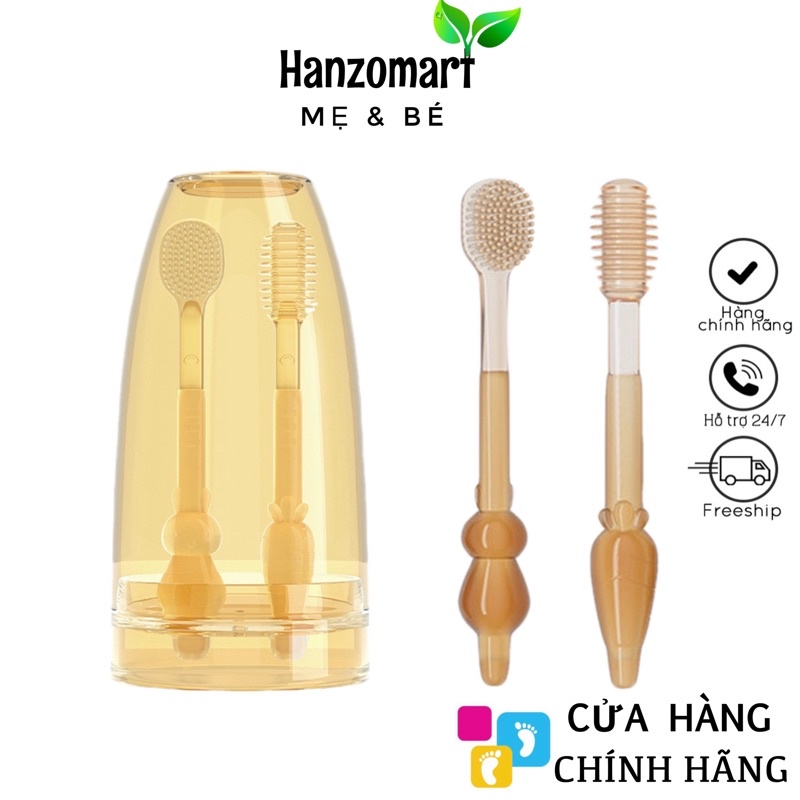 Set rơ lưỡi và bàn chải đánh răng silicon cho bé từ 0 - 18 tháng