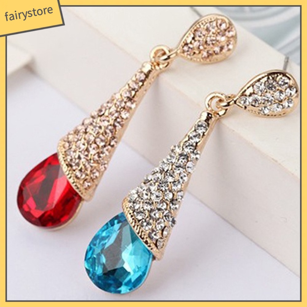 Bông Tai Dáng Dài Đính Đá Zircon Sang Trọng Cho Nữ