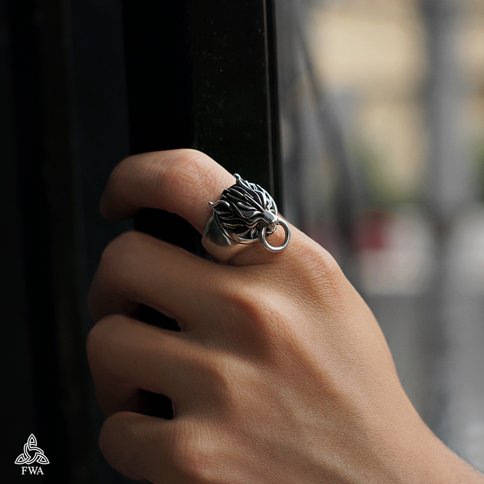 Nhẫn bạc nam FWA Cloudy Wolf - Final Fantasy