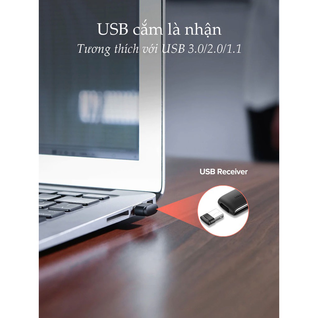 Bút trình chiếu điều khiển máy tính PowerPoint Laser hãng UGREEN LP180 60327 không dây điều khiển từ xa 100m