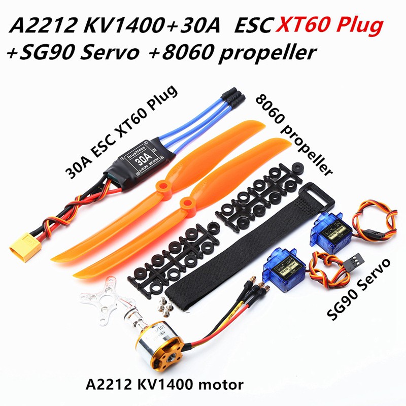 A2212 1400KV Brushless Motor 30A ESC XT60 Plug SG90 9G for RC Fixed