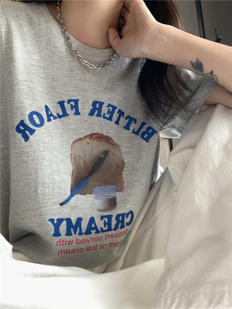 Áo Thun Hàn Quốc Dáng Rộng Ngắn Tay In Chữ 50605