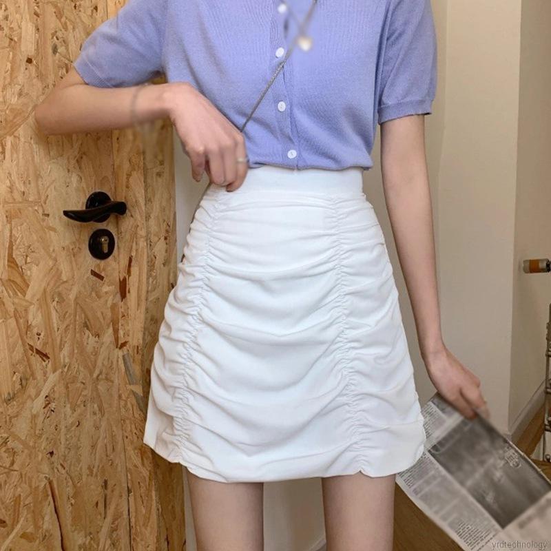 Chân Váy Lưng Cao Màu Trơn Phong Cách Vintage | BigBuy360 - bigbuy360.vn