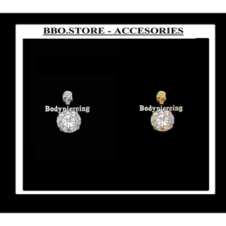 KHUYÊN ĐÁ TRẤU NỤ TO THÂN 8MM - KHUYÊN RỐN THÂN NGẮN