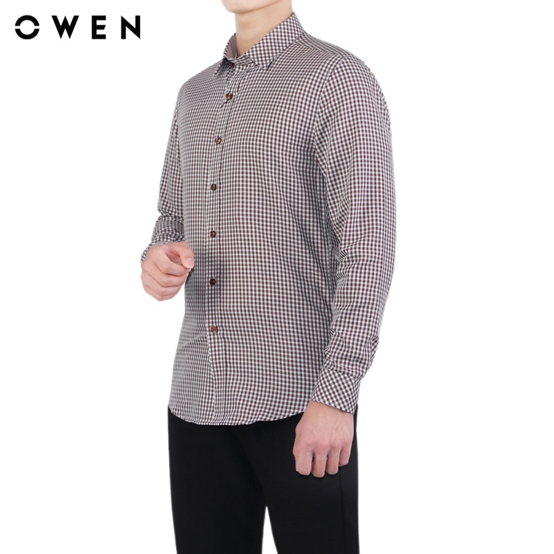 Áo sơ mi dài tay Nam Owen Bamboo Slim Fit màu Nâu trắng - AS23368D