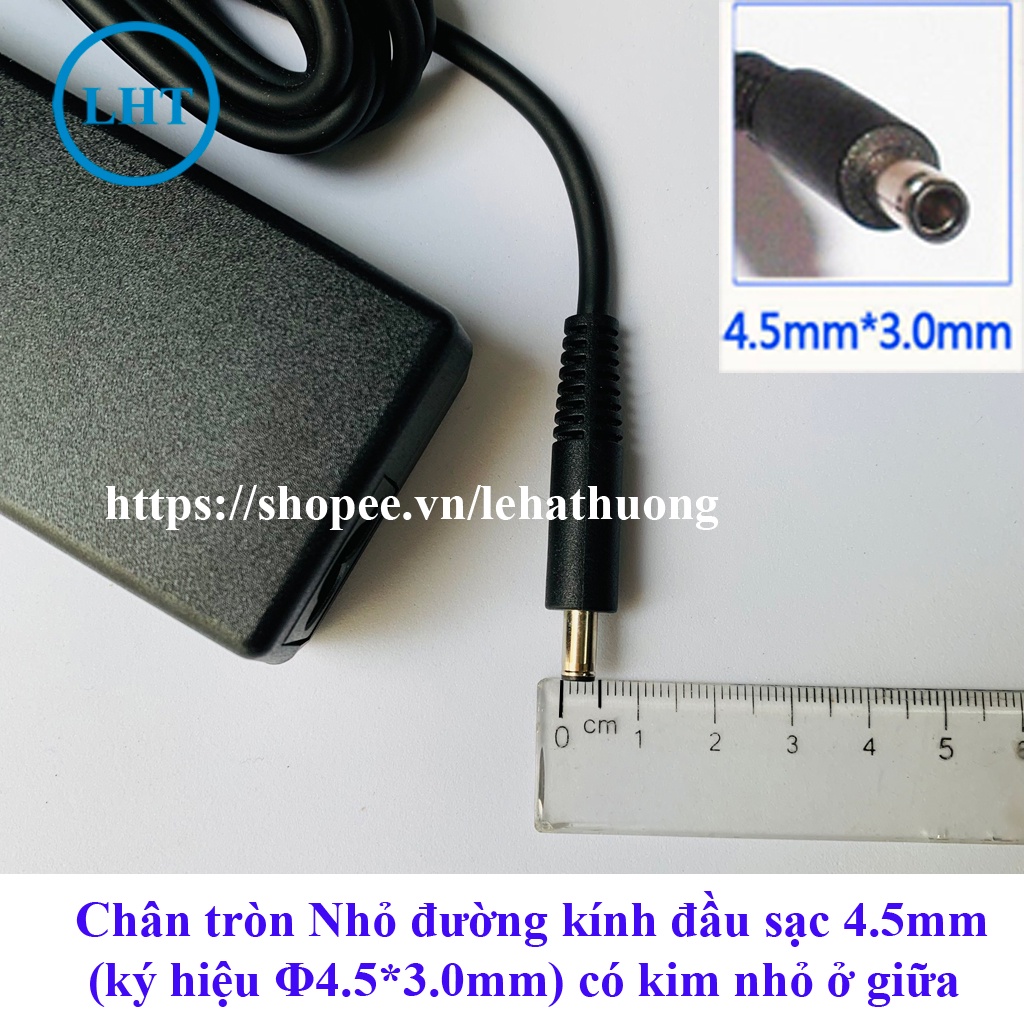 Sạc Laptop Dell Oval 65W - 19.5V - 3.34A - Đầu kim nhỏ 4.5*3.0mm DELL XPS 13 9360 9350 9343 9333 9365 (Dell Ovan 65w)