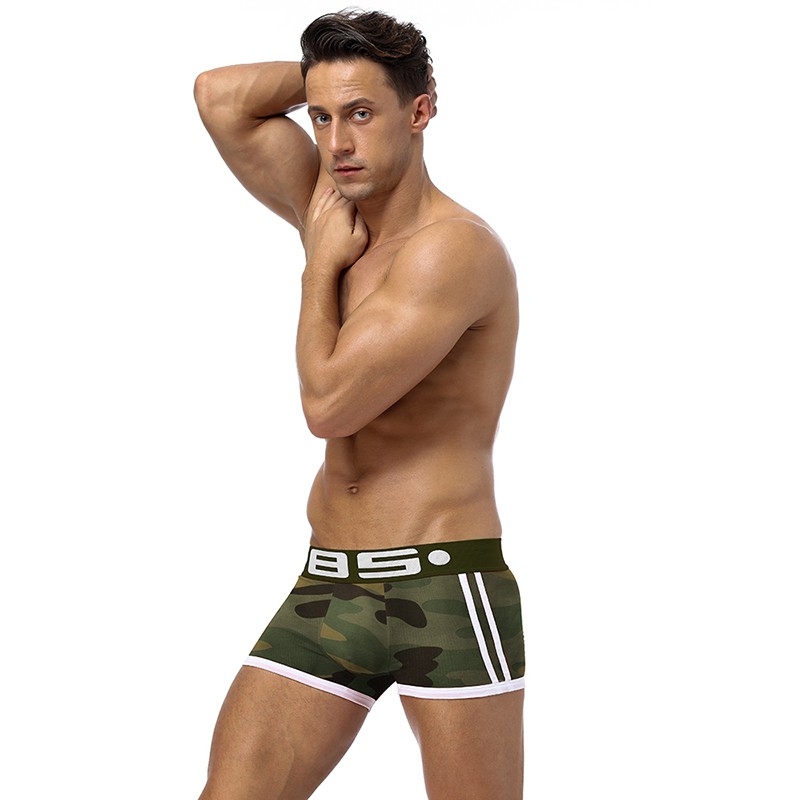 ORLVS Quần lót boxer cotton mềm mại họa tiết rằn ri gợi cảm cho nam bs144