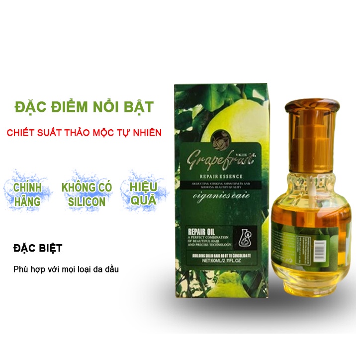 Tinh dầu bưởi dưỡng tóc VALERT GRAPEFRUIT 60ml - Serum Bưởi mọc tóc tự nhiên, chống rụng tóc [NHẬP KHẨU CHÍNH HÃNG]