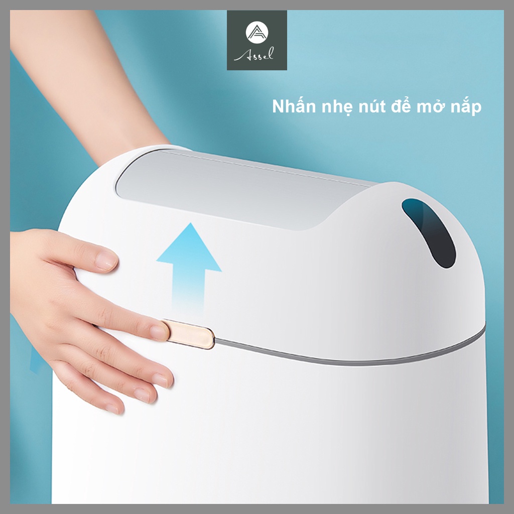 Thùng rác nhựa cảm ứng, thùng rác cảm ứng cảm biến thông minh để nhà văn phòng ngăn mùi thiết kế nhỏ gọn ASSEL
