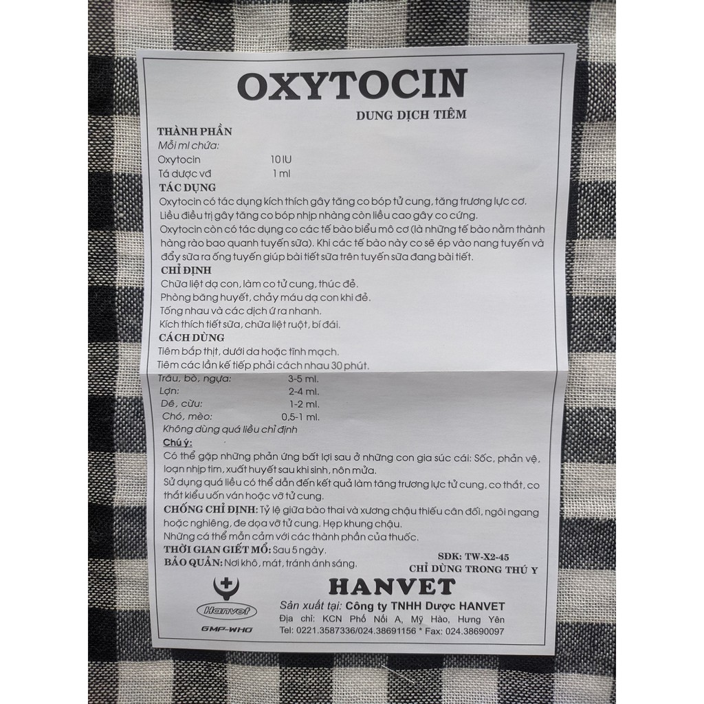 Oxytocin  - Kích đẻ chó mèo lợn trâu bò