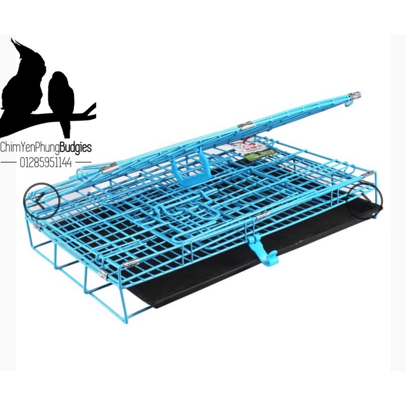 Lồng thú cưng gấp gọn sơn tĩnh điện (60x42x50) có máng phân. [SG-giao hoả tốc 2h]