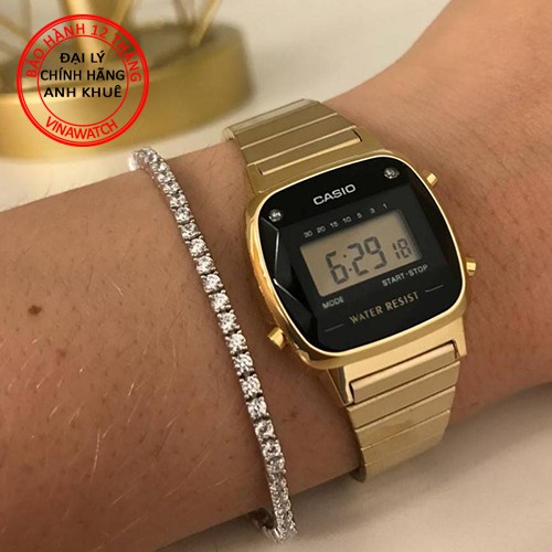 Đồng hồ Nữ Casio điện tử dây kim loại vàng LA670WGAD-1DF - Chính hãng Casio Anh Khuê