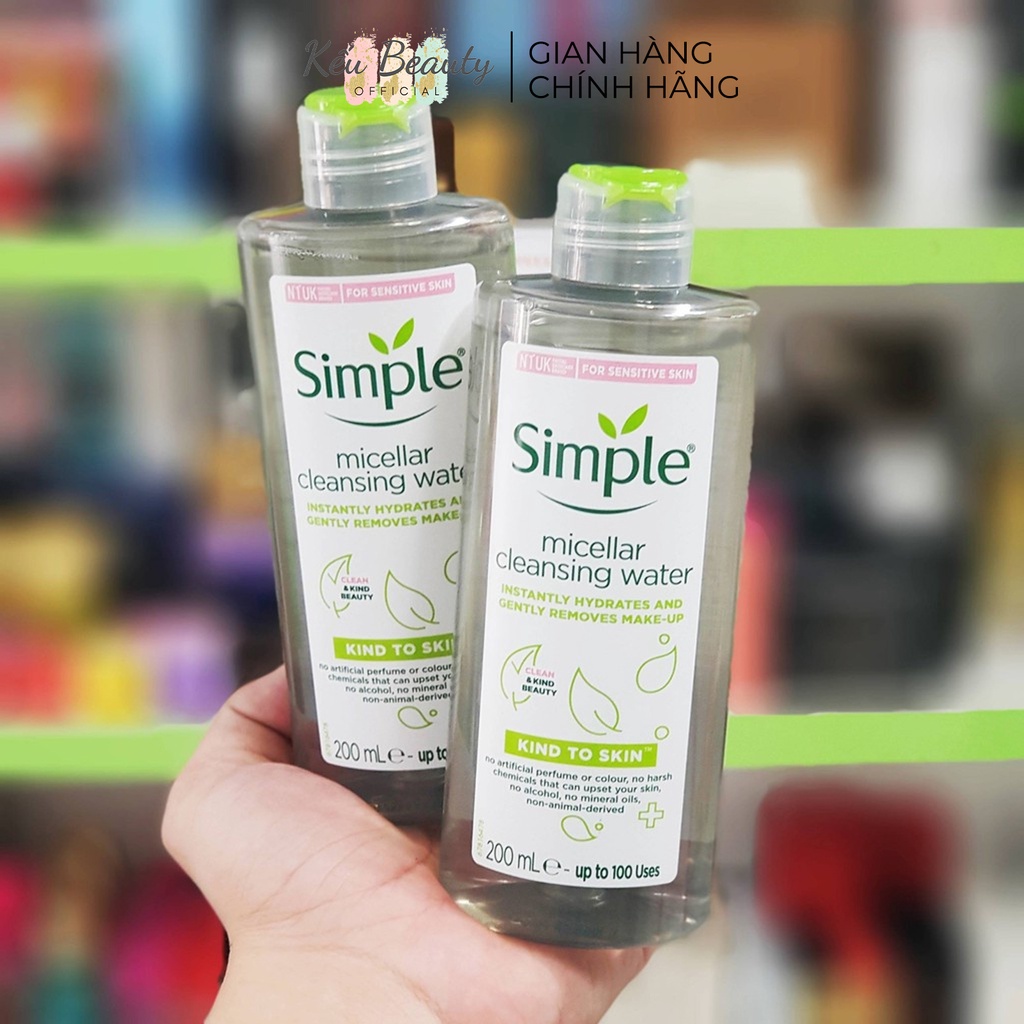 Nước tẩy trang Simple Kind To Skin Micellar Water sạch sâu dịu nhẹ cho da nhạy cảm 200ml