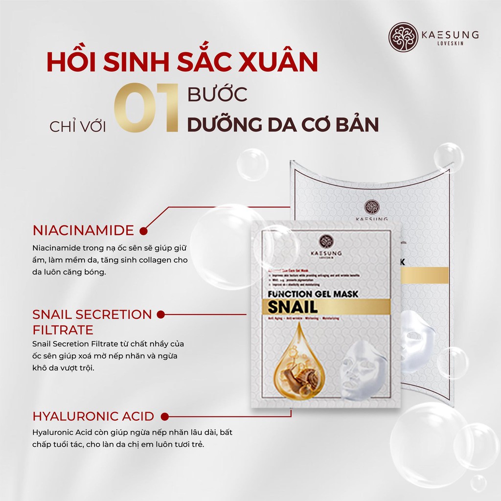 Mặt Nạ Ốc Sên Function Gel Mask Snail Kaesung – Giúp tái tạo da, giúp da căng mịn trắng hồng