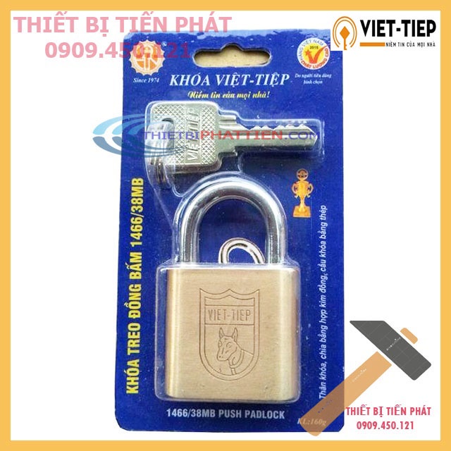 [CHÍNH HÃNG] Ổ Khóa Cửa VIỆT TIỆP Bấm 40mm NO.1466/38MB, Thân Đồng Thau Cao Cấp