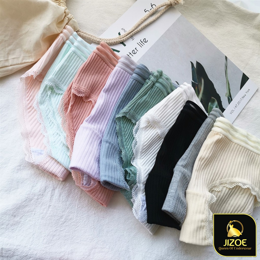Quần lót nữ cotton dễ thương tăm tre phối viền ren cao cấp đẹp thời trang QLT15 | BigBuy360 - bigbuy360.vn