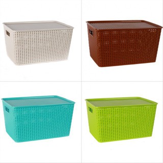 Giỏ nhựa 29 x 20 x 13 cm giả mây phong cách Hàn Quốc - Storage box