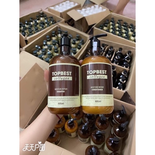 Bộ đôi gội xả 3in1 topbest collagen 800ml mới