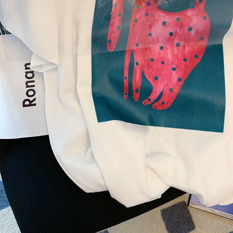 Áo Thun Tay Ngắn In Họa Tiết Hoạt Hình Dễ Thương Cho Nữ