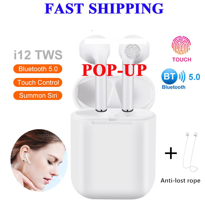 Tai Nghe Bluetooth 5.0 Không Dây I12 Tws Chống Thất Lạc Kèm Phụ Kiện