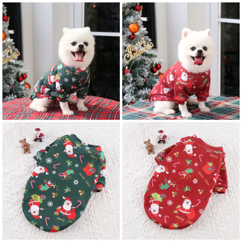 [ Giáng sinh ] Quần áo sweater cho chó mèo cosplay ông già noel đáng yêu cao cấp