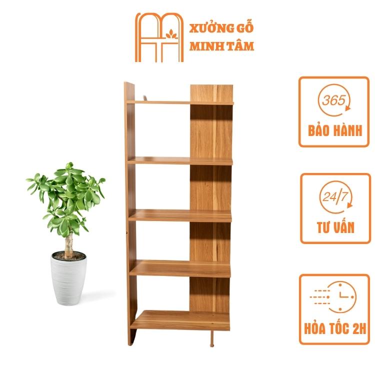 Kệ góc tường 5 tầng chất liệu gỗ MDF chống mốt mọt, phủ bóng, kích thước 120x50x20 cm l Kệ sách gỗ 5 tầng mdf tự lắp