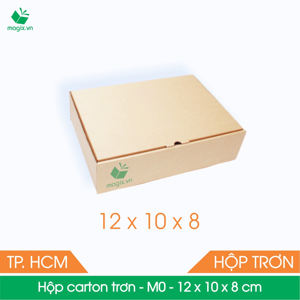 M0 - 12x10x8 cm - 50 Thùng hộp carton trơn đóng hàng + TẶNG 25 DECAL HÀNG DỄ VỠ