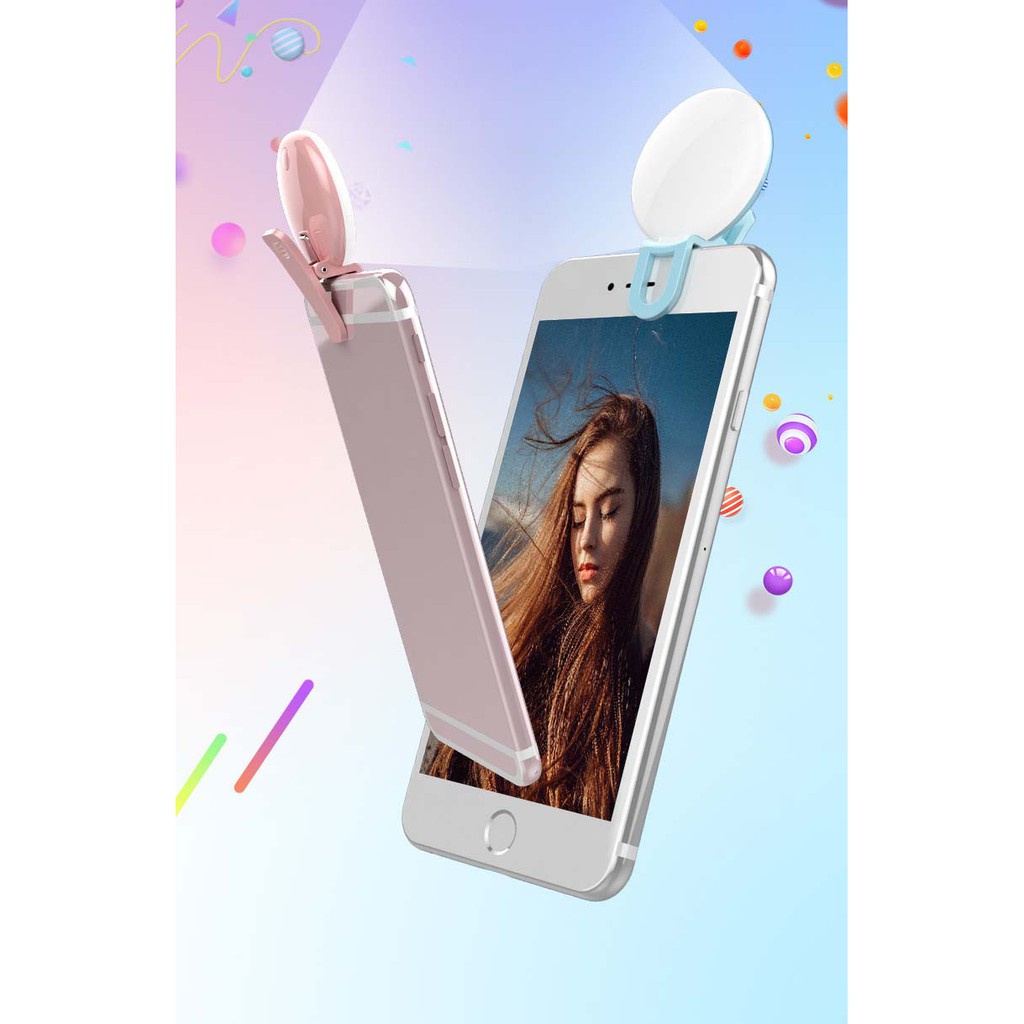 Đèn LED tròn gắn điện thoại hỗ trợ chụp ảnh Selfie cho iPhone XR XS Max X 8 7 6S 6 Plus Samsung S10 S9 S8