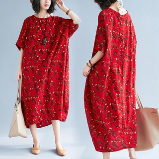 [ORDER] Váy đầm vintage hoa đỏ bigsize (fit đến 90kg)