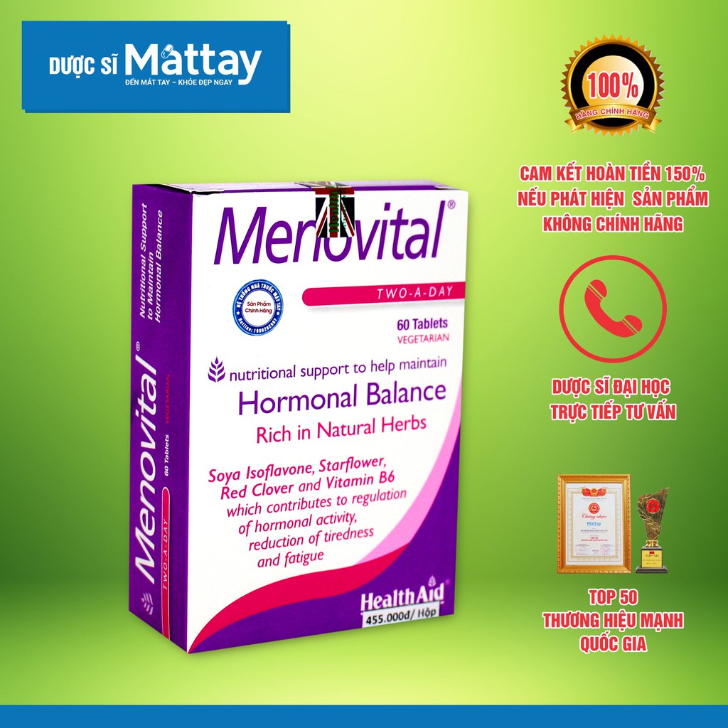 ❤️ Menovital - HealthAid - Hộp 60 Viên - Cân bằng Nội Tiết Tố, Chống Lão Hóa, Làm Đẹp Da