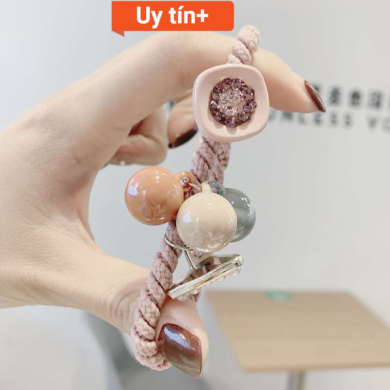 Buộc tóc co dãn đính ngọc cầu tròn và đá (DB5)