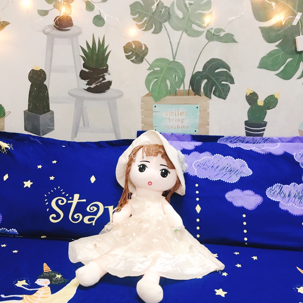 Búp bê Nhồi Bông váy vải voan cao cấp - Gấu bông hình búp bê xịn mịn cho bé