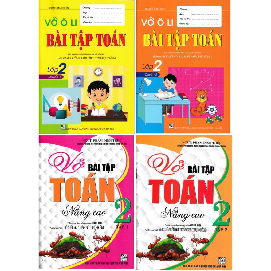 Sách - Combo Vở Bài Tập Toán Cơ Bản &amp; Nâng Cao Lớp 2 (Bám Sát SGK Kết Nối Tri Thức Với Cuộc Sống) (Bộ 4 Cuốn)