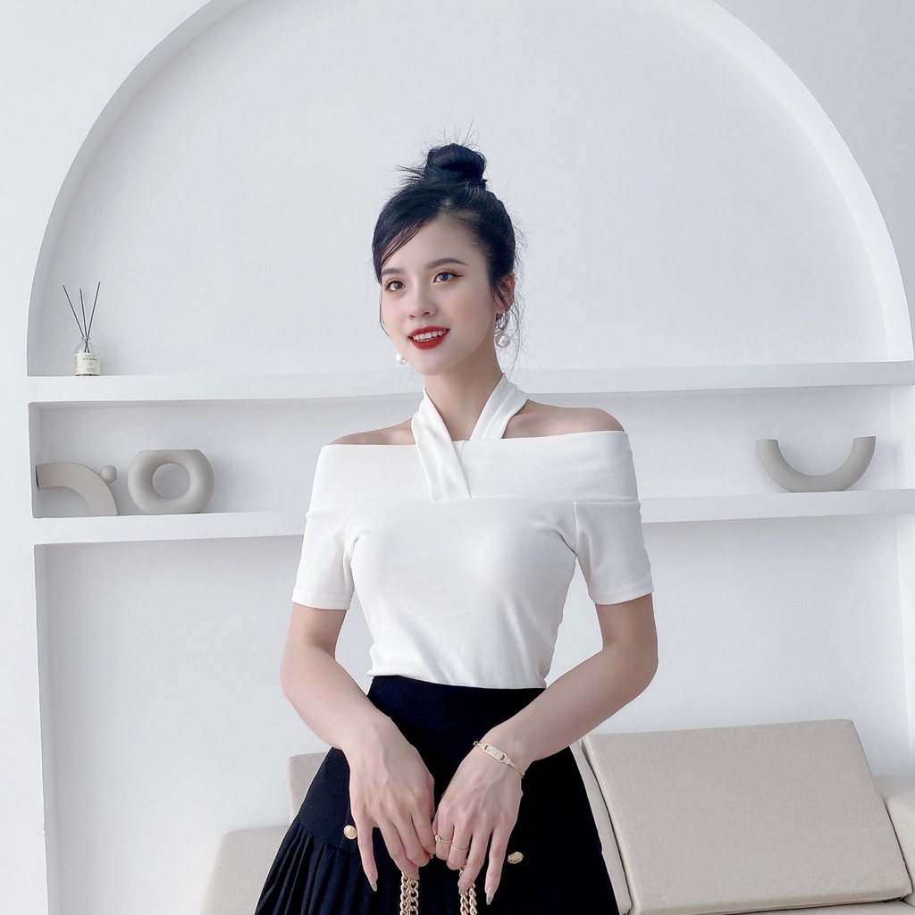 Áo thun trễ vai dây cổ ôm body cá tính A1238 HILA